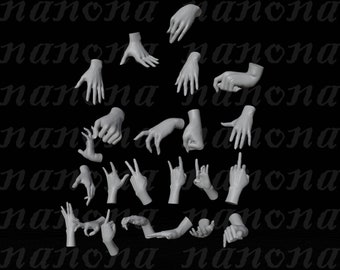 23 Hnads STL model for 3d printing file, Jewellery Stand DIY, human hands, Drawing model, different gestures