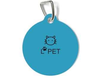 Pet Tag for Cats with L'Pet Cat Design, Turquoise