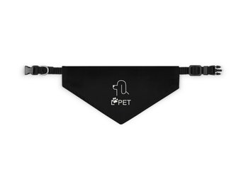 Dog Bandana Collar in Black with L'Pet Dog logo design, Sizes S, M, L
