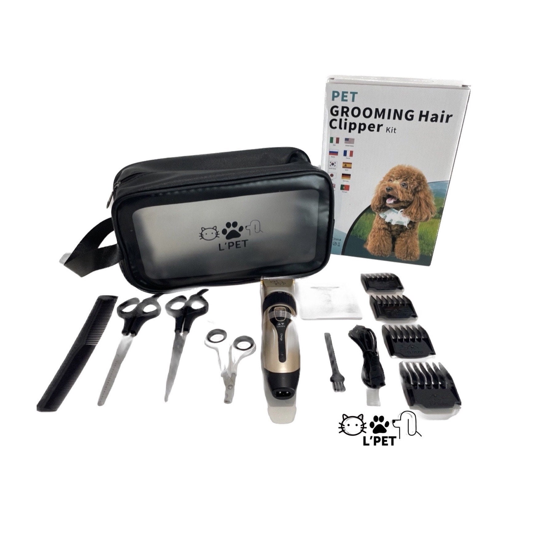 Grooming Kit With Accessories for Dogs & Cats, Cordless Low Noise