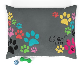 Pet Bed Paw Motif with L'Pet Design (2 Sizes to Choose) Dark Gray