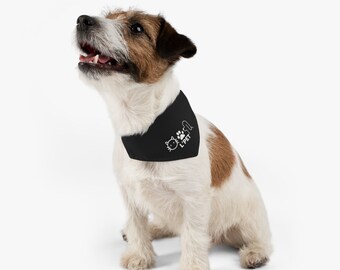 Pet Bandana Collar in Black with L'Pet design, Sizes S, M, L