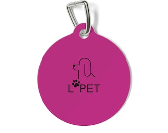 Pet Tag for Dogs with L'Pet Dog Design in Fuschia
