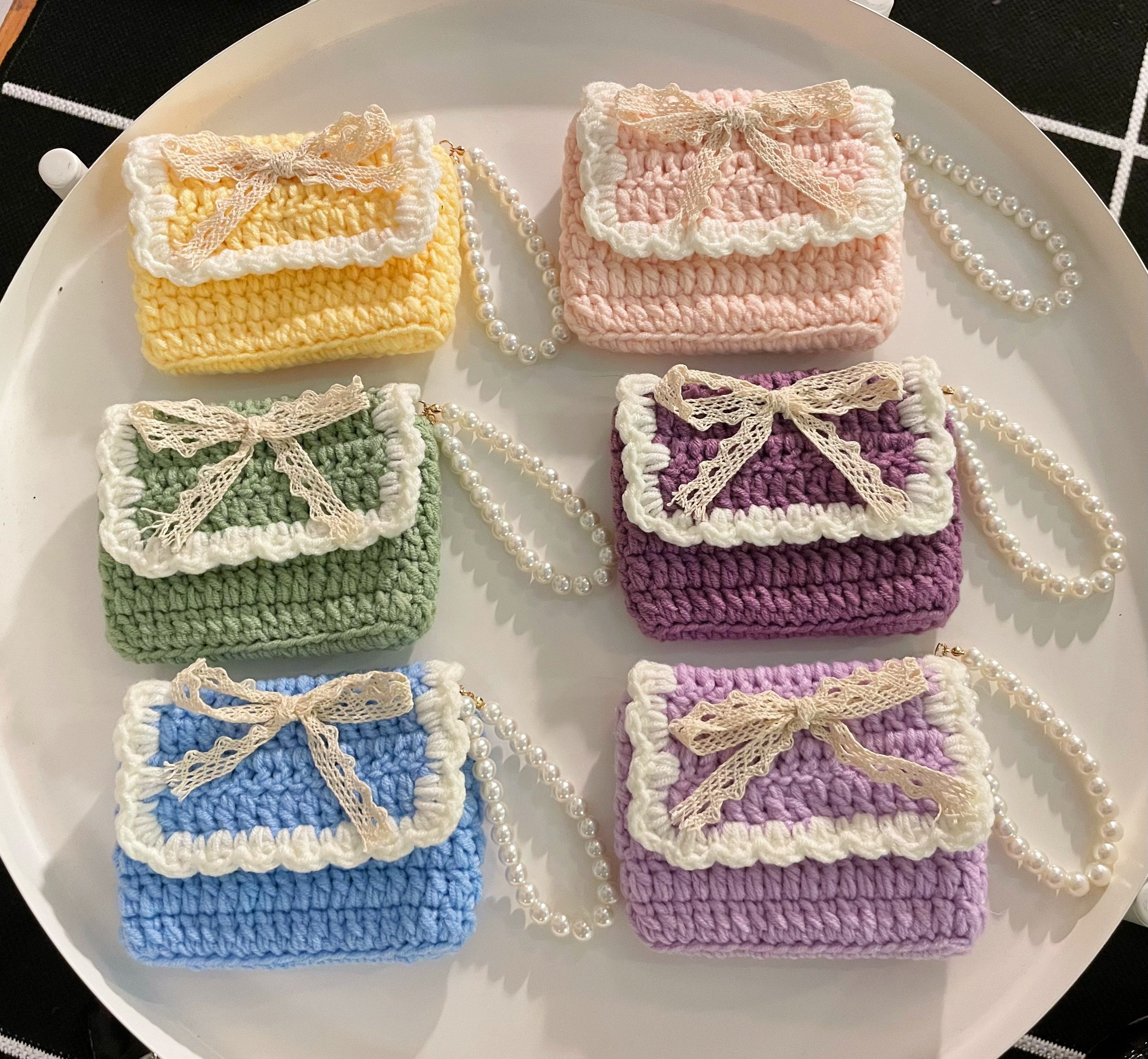 CALIstyle Make A Wish Rainbow Crochet Handbag W/Pearl Strap