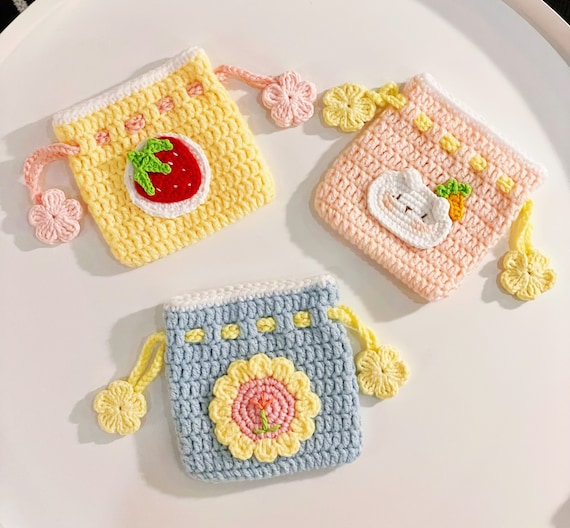Crochet Drawstring Pouch Coins Purse Pouch Airpods Bag Keys Bag Make-up Bag  Makeup Bag Lipstick Bag Small Tampons Bag -  Canada