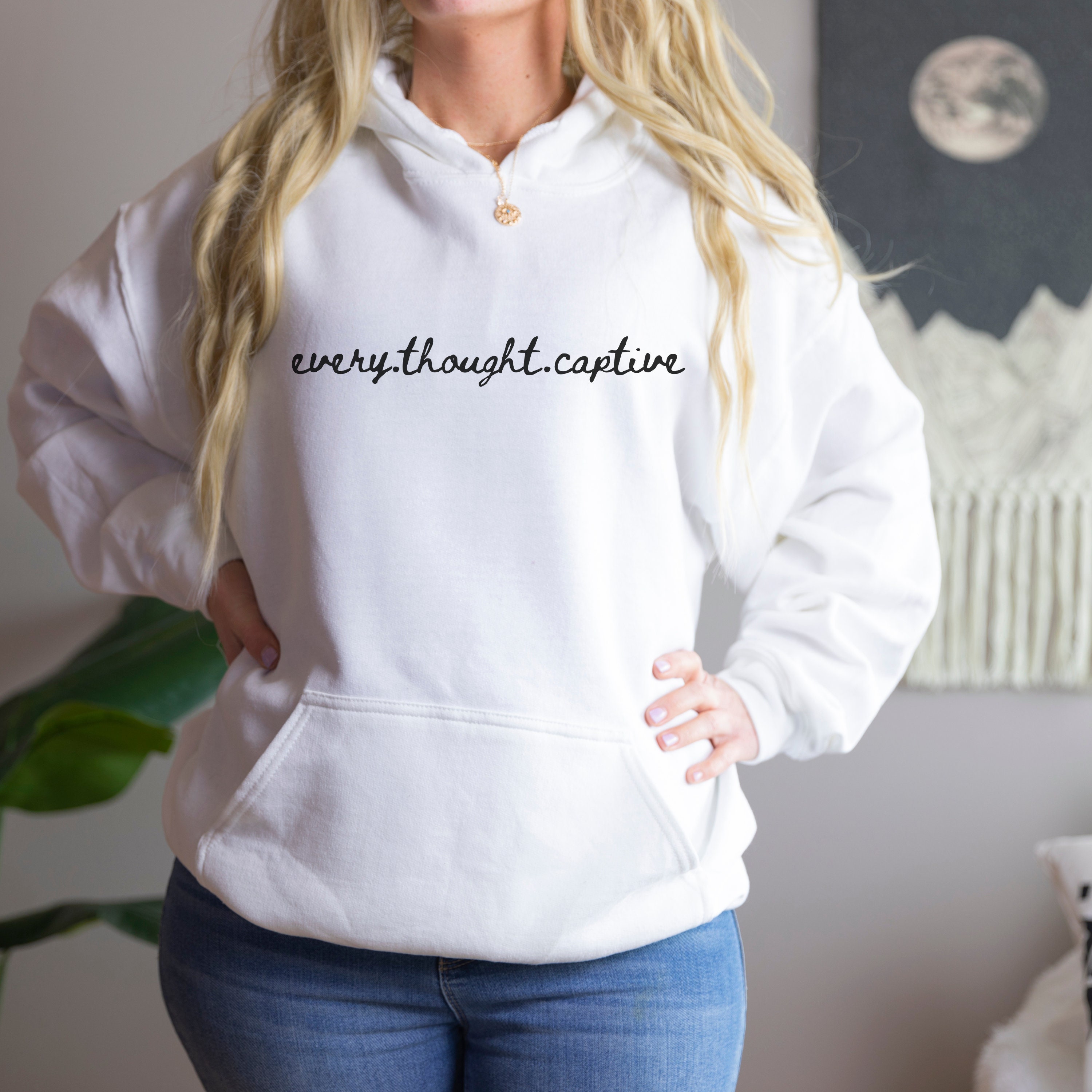 Every Thought Captive Top Bible Verse Hoodie Christian Woman - Etsy