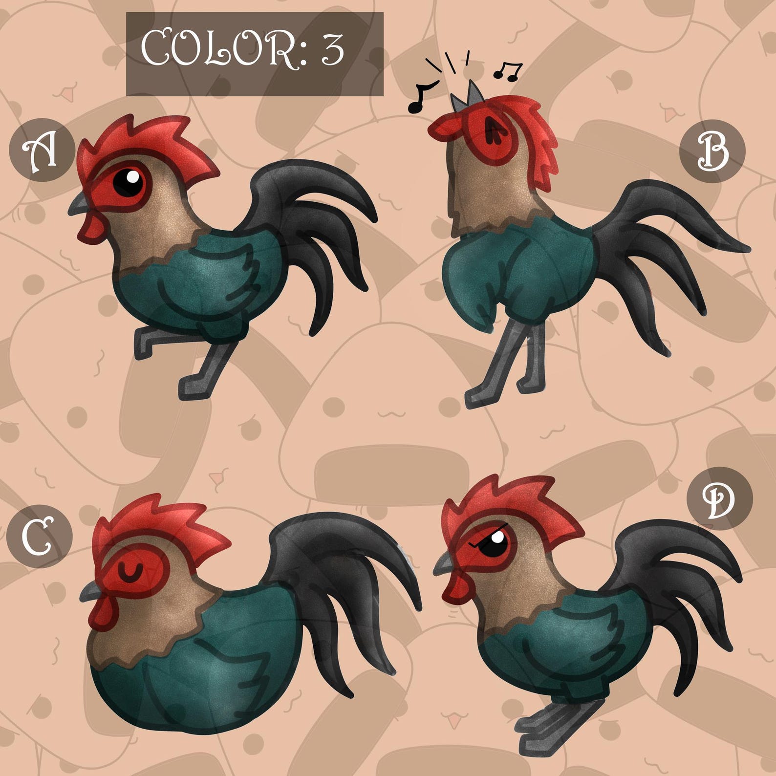 Chibi Animal Stickers - Rooster - Etsy