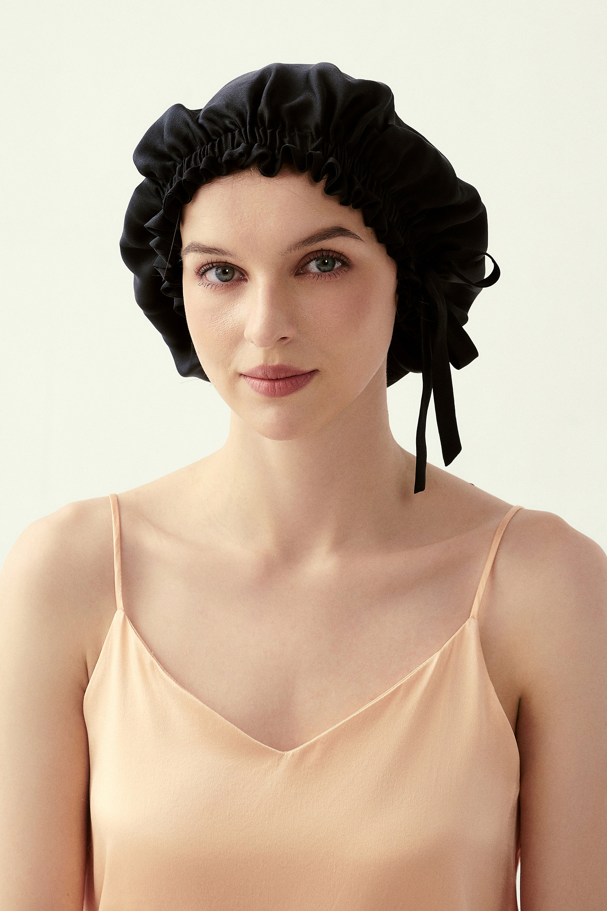 Double Layer 22 Momme Mulberry Silk Bonnet for Sleeping Hair Protection Mulberry Silk Bonnet 22 MOMME Classic Turban - Champagne main image 3