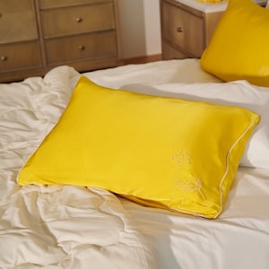 Hand Embroidered Mulberry Silk Pillowcase: 19 Momme Charmeuse Silk