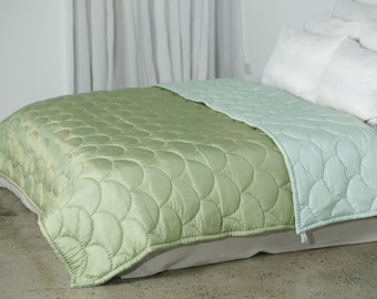 Hand Stitched Mulberry Silk Quilt: Pastel Reversible Blanket