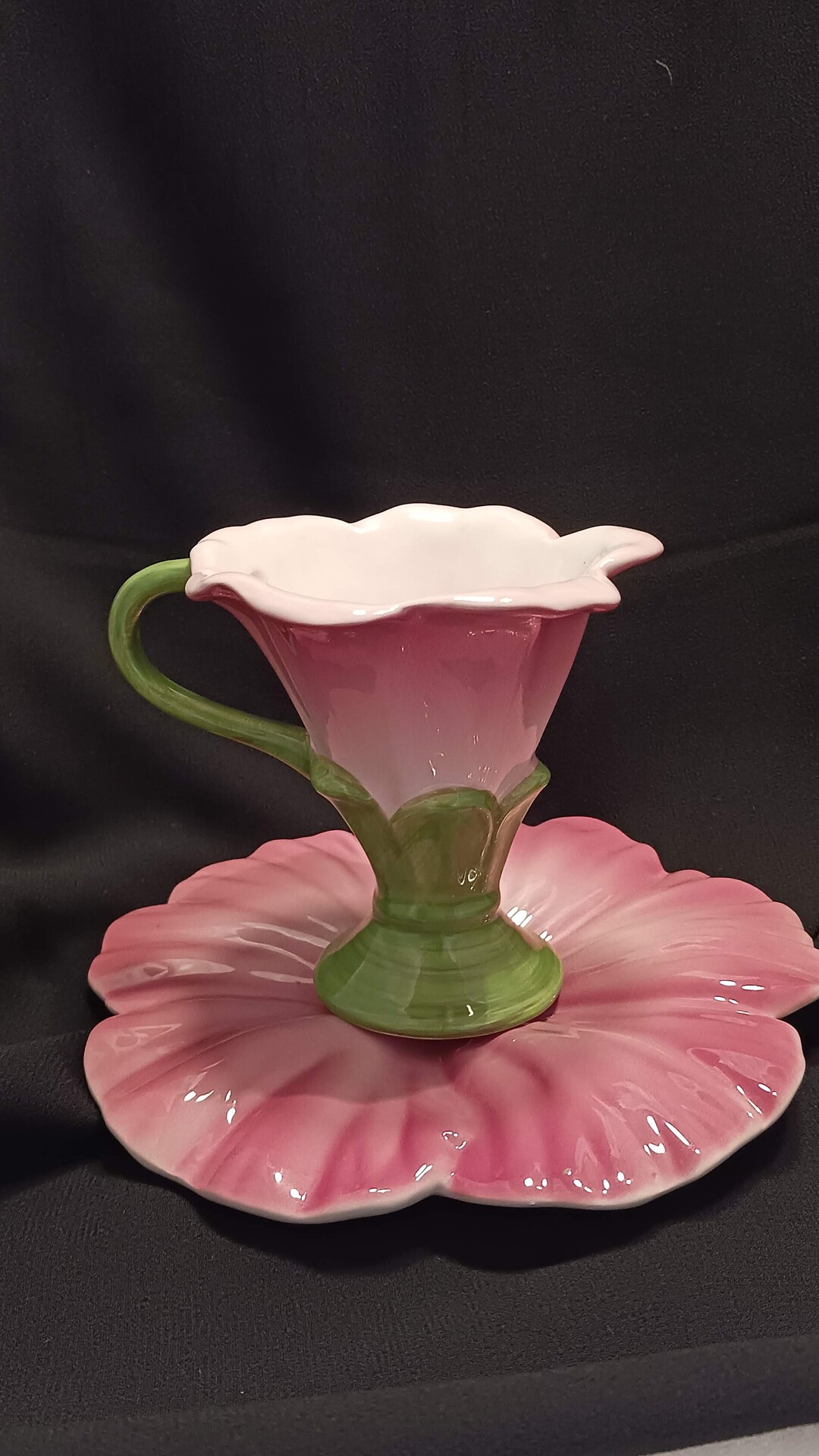 Vintage Teleflora Bright Pink Flower Shaped Tea Cup and Saucer Etsy
