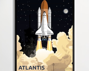 NASA Space Shuttle Poster, Space Shuttle Print, Space Shuttle Art, NASA Wall Art, Rocket Ship Wall Art, Spacecraft Print,Spacecraft Wall Art