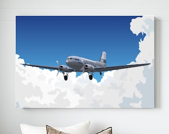 Vintage Douglas DC-3 Airplane Poster: Retro Aviation Wall Art