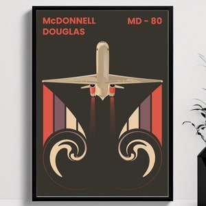 Vintage MD-80 Poster, American Airways Wall Art, Aviation Poster, Aviation Wall Art, Airplane Print, Transportation Airplane Wall Decor
