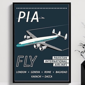 Super Constellation, Vintage Aviation Poster, Planes Poster, Airplane Poster, Retro Aviation Posters, Aircraft Wall Art, Airplane Print, PIA