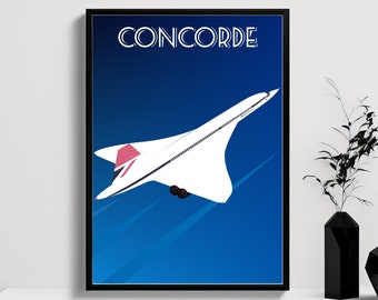 Vintage Concorde Poster, British Airways Wall Art, Aviation Poster, Aviation Wall Art, Airplane Print, Transportation Airplane Wall Decor