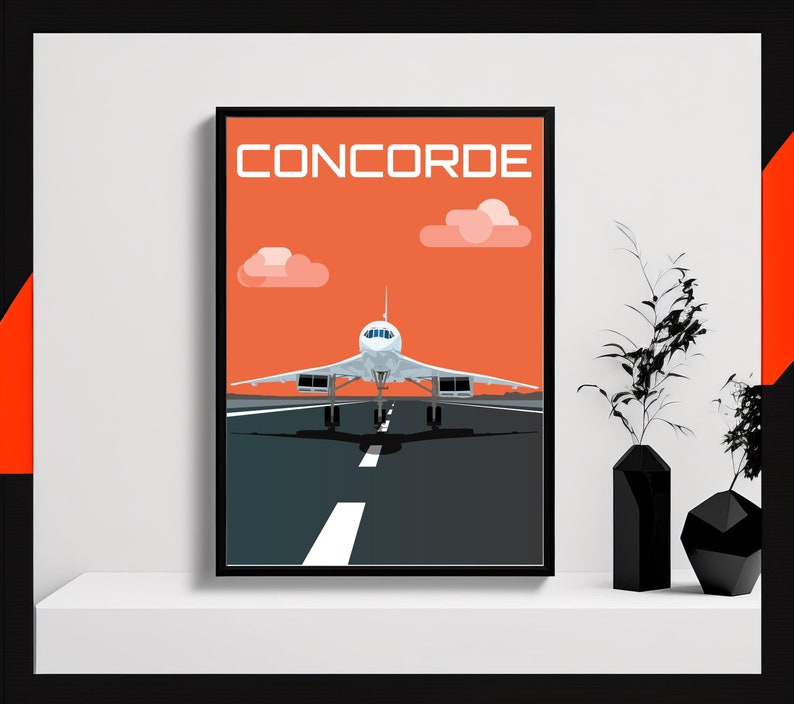 Vintage Concorde Poster, British Airways Wall Art, Aviation Poster