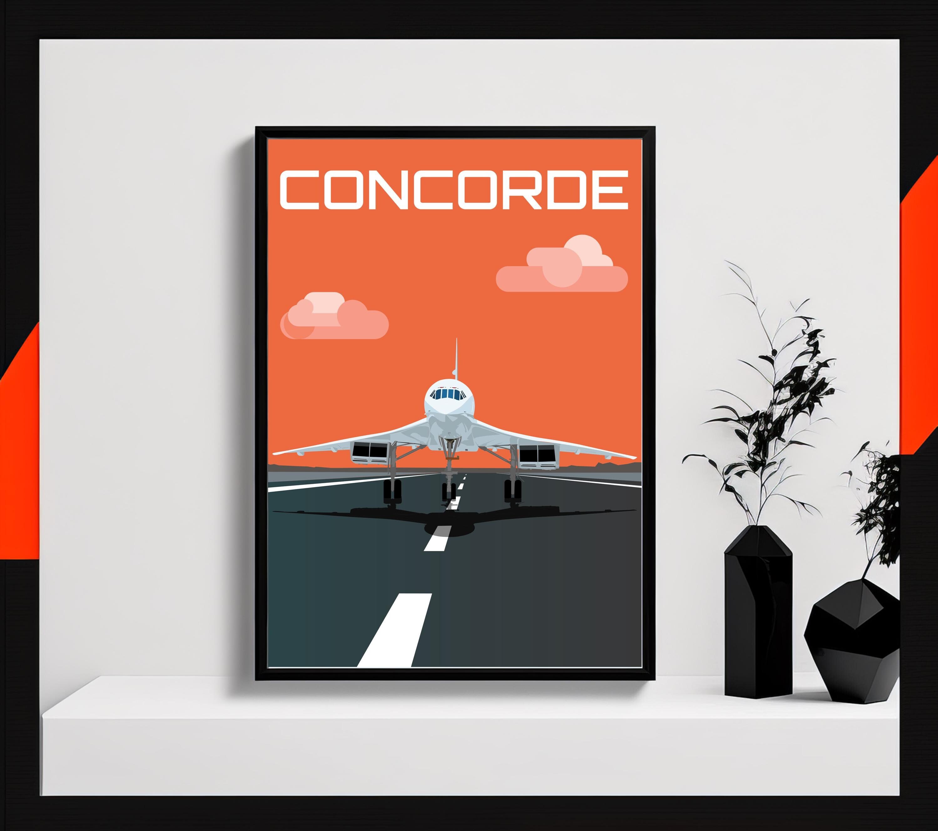 Vintage Concorde Poster, British Airways Wall Art, Aviation Poster, Aviation Wall Art, Airplane Print, Transportation Airplane Wall Decor