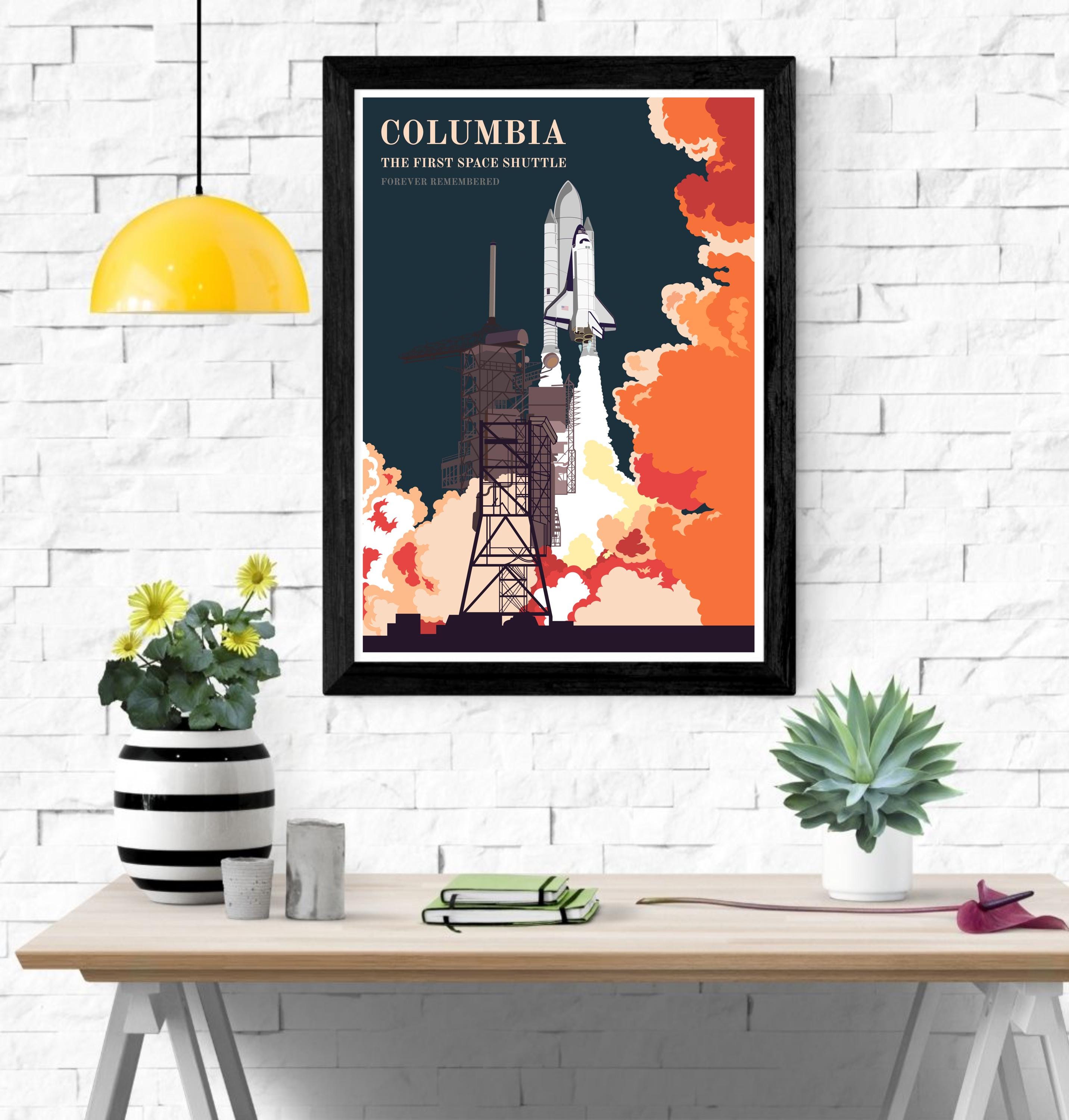 Vintage Columbia Space Shuttle Launch Poster: NASA Wall Art - Etsy