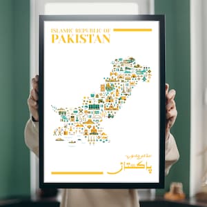 Pakistan Map Poster, Pakistan Poster, Pakistan Wandkunst, Pakistanische Kunst, Illustrierte Karte von Pakistan, Pakistanisches Poster, Karte von Pakistan
