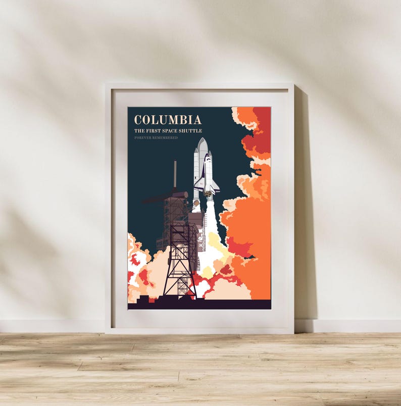 Vintage Columbia Space Shuttle Launch Poster: NASA Wall Art - Etsy