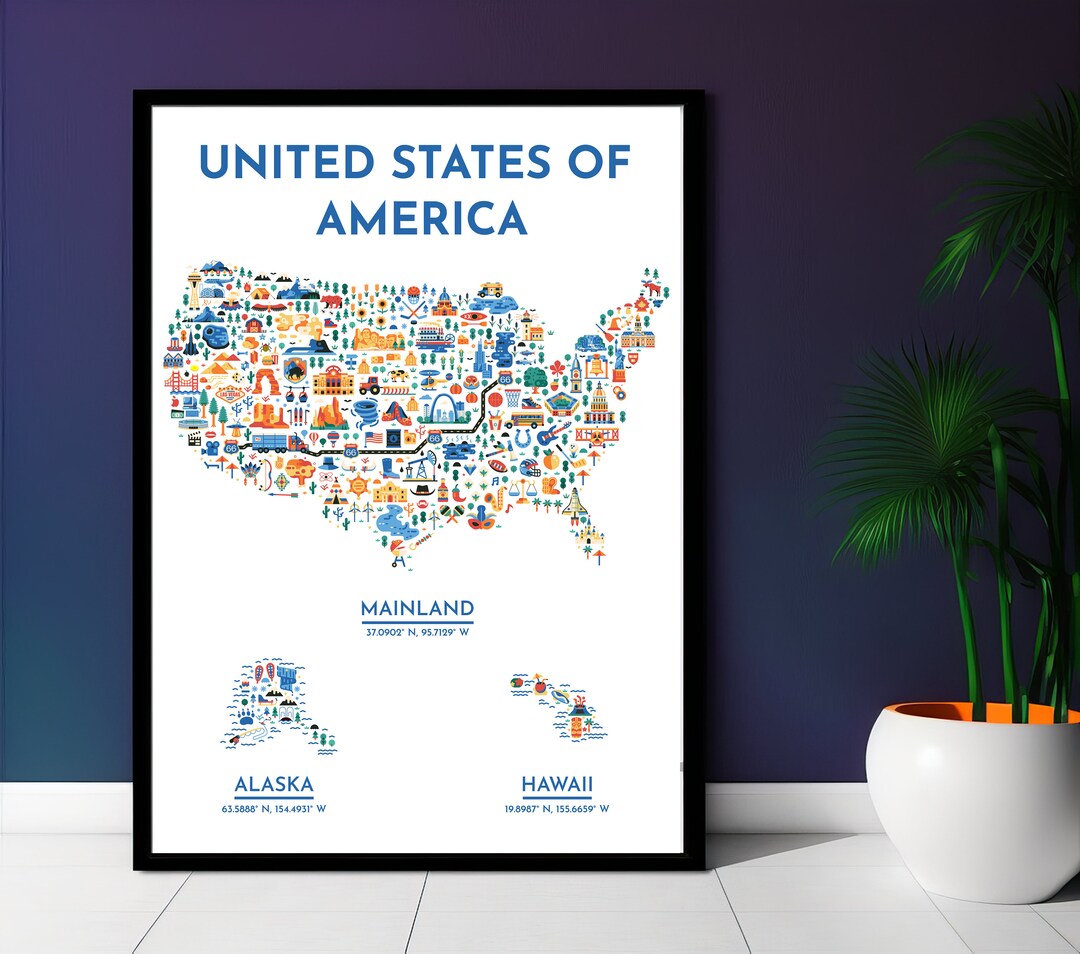 Us Map Poster Us Map Wall Art Us Map Print Us Map Wall Decor Il 1080xN.5968501980 Hllu 