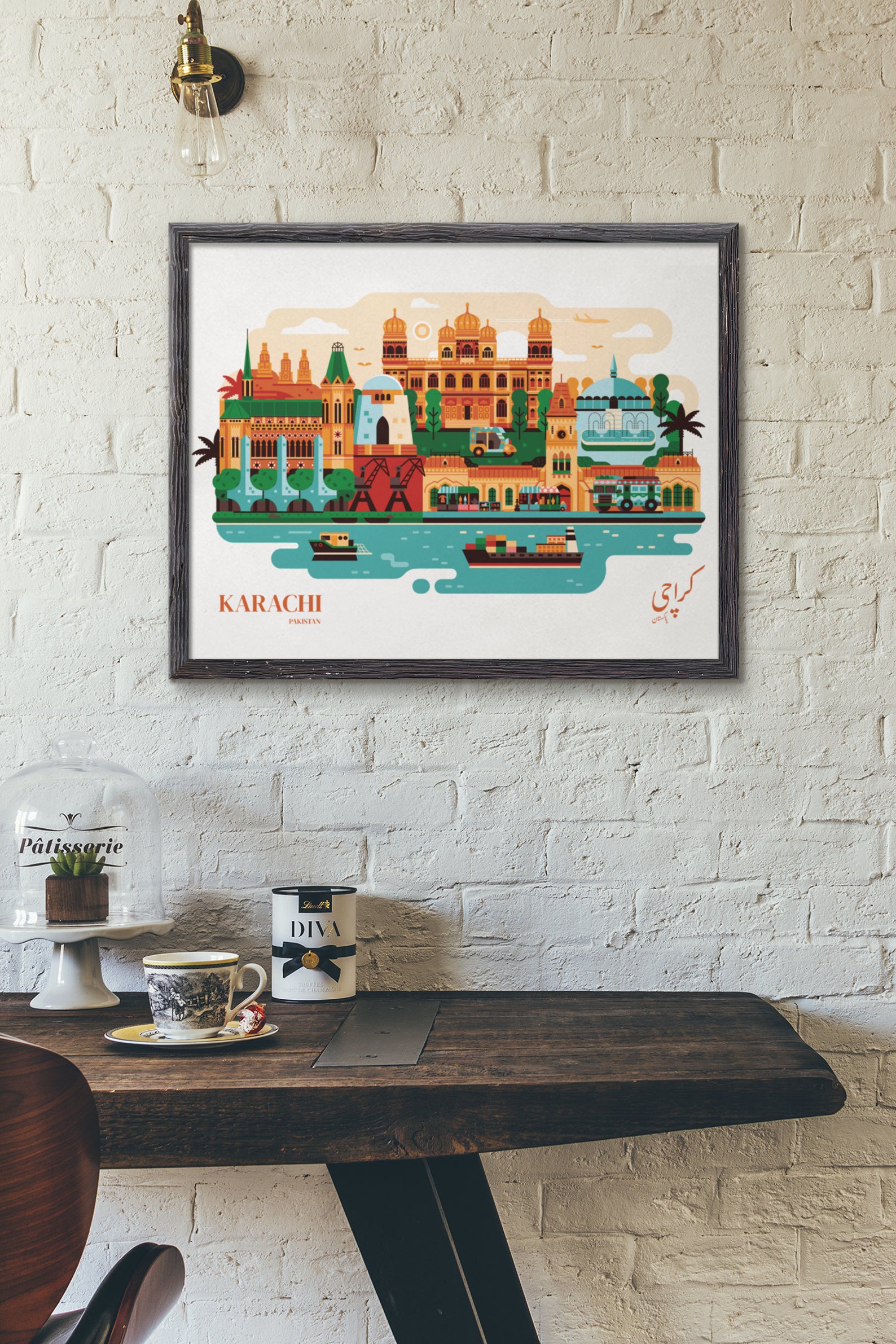 Karachi Wall Art, Karachi Poster, Pakistan Wall Decor, Karachi Skyline