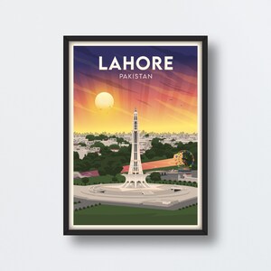 Minar-e-Pakistan Art Print: Lahore Pakistan Travel Poster