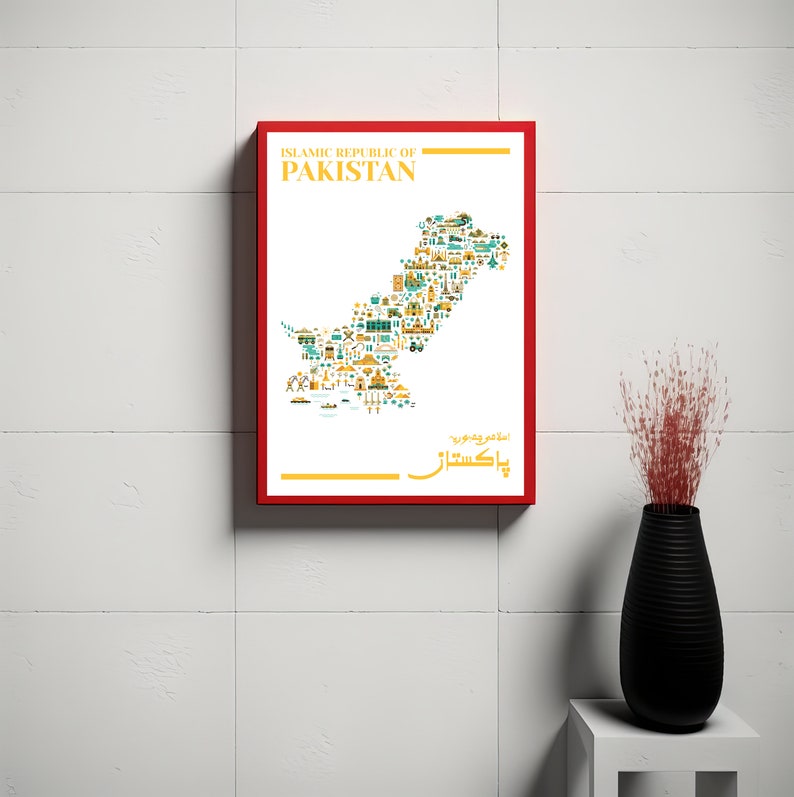 Illustrated Pakistan Map Poster: Landmark Wall Art - Etsy