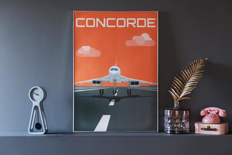 Vintage Concorde Poster, British Airways Wall Art, Aviation Poster