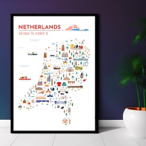 Niederlande Karte, Holland Reisedruck, Niederlande Wandkunst, Holland Wandkunst, Niederlande Haus Geschenk, Niederlande Poster, Holland Kunstdruck