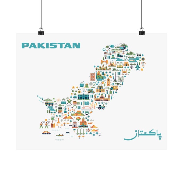 Pakistan Map Poster, Pakistan Poster, Pakistan Wall Art, Pakistani Art, Illustrated Map of Pakistan, Pakistani Poster, Map of Pakistan