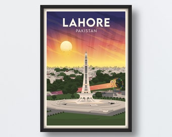 Minar-e-Pakistan Lahore Art Print: Pakistan Travel Poster