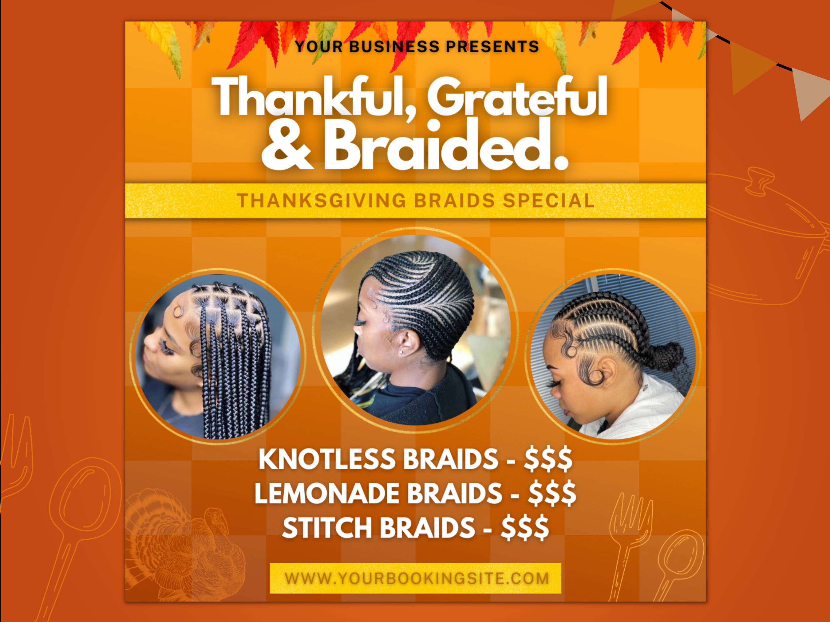 Fall Braids Special Fall Braids Flyer November Braids Etsy