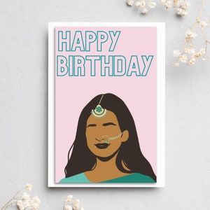 Alles Gute zum Geburtstag | Südasiatisches Mädchen | Grußkarte |