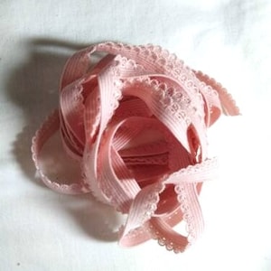 3 yards Picot edge Elastic for lingerie and general sewing; 3/8&quot; wide pink picot edge, 3 yd length.