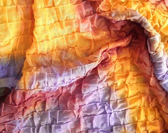 Tie dye textured puckered polyester fabric 48" wide by the yard, great for costumes, dress, top, decorating