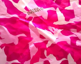 Pink Satin Duck Dynasty Camo fabric Remnant OOP 13 x 48".
