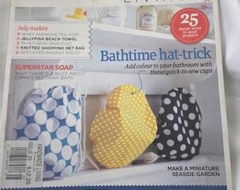 Revista Handmade Living, número 25, hogar, jardines, comida, arte y manualidades, Truco del baño, Mini jardín costero, Jabón de cera de abeja, Bolsa de compras tejida