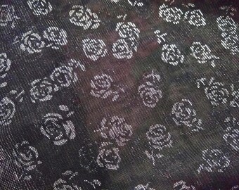 Knit Black silver knit Jacquard fabric 44" wide. rose design