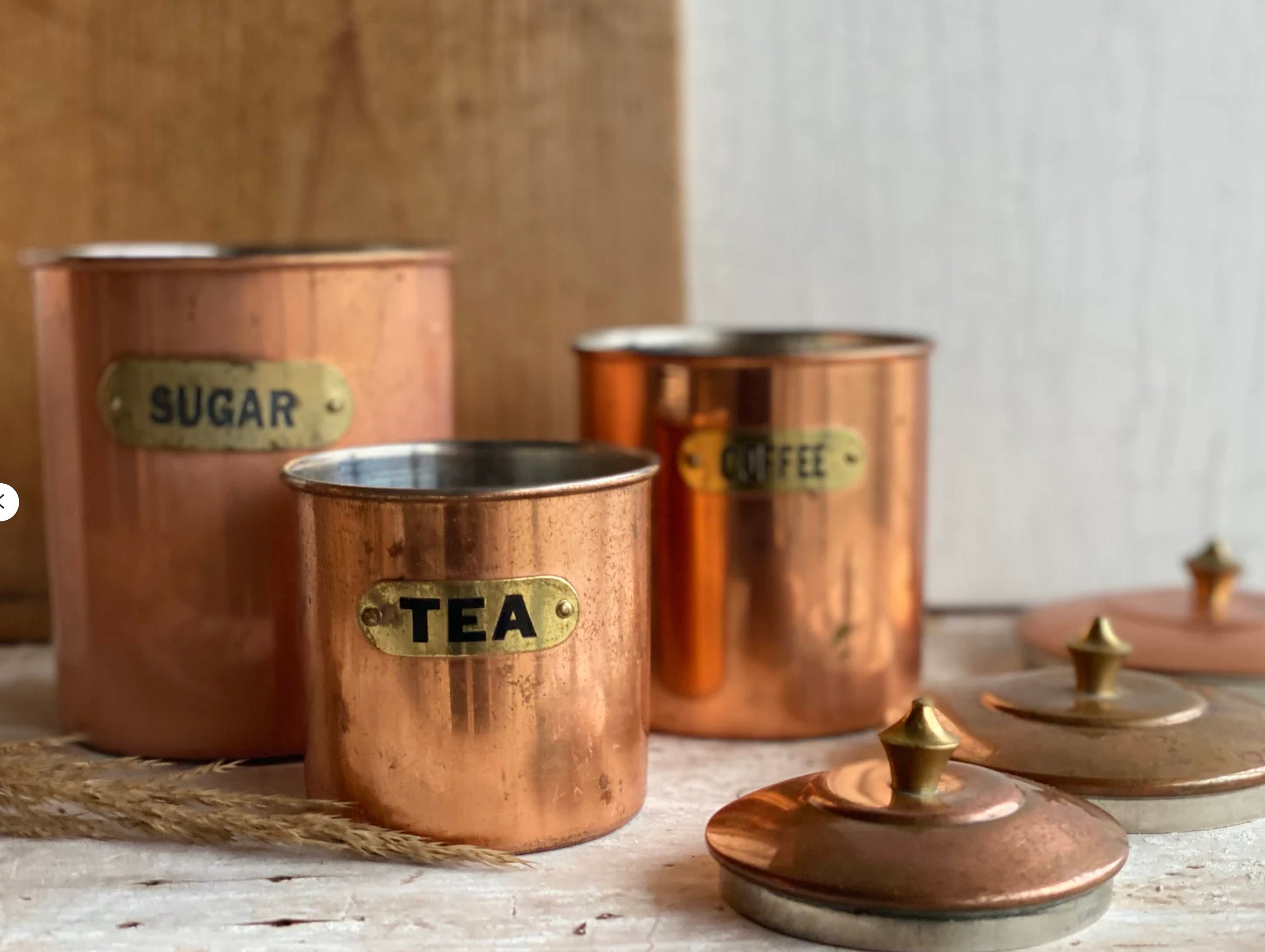 Vintage Copper Canisters Set of 3 Canisters Copper & Metal Etsy