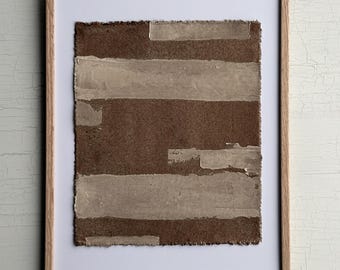Original Abstract Art on Raw Cotton Canvas: Wabi Sabi Neutral Tone Painting