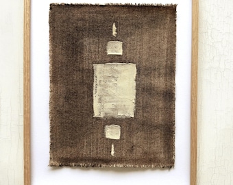 Original Abstract Art on Raw Cotton Canvas: Wabi Sabi Neutral Tone Painting