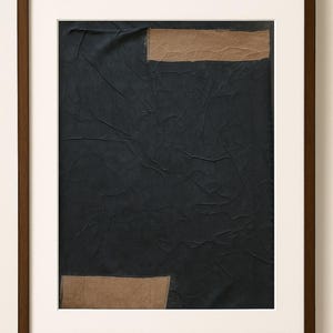 Abstract Art on Raw Cotton Canvas: Original Neutral Tone Painting, Optional Oak Frame