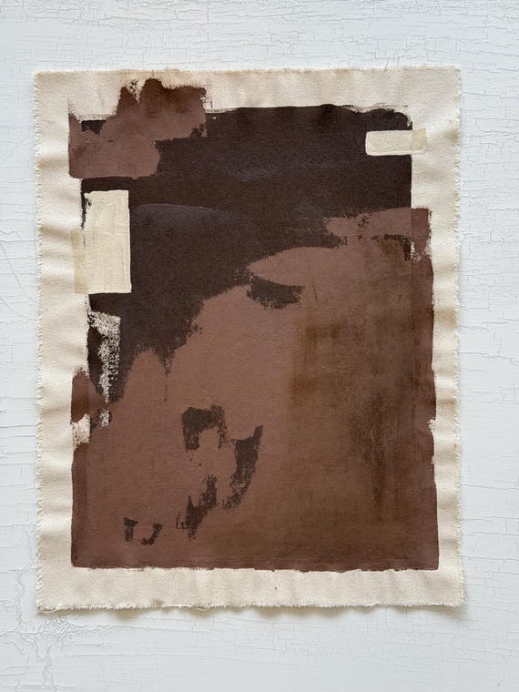 Original Abstract Painting on Raw Cotton Canvas, Neutral Tone Art (16x20'')