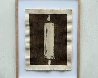Original Abstract Art on Raw Cotton Canvas: Wabi Sabi Neutral Tone Painting