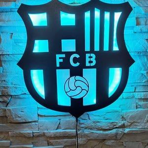 FC Barcelona LED-lampa, Barcelona-emblem, upplyst logotyp, RGB-färger