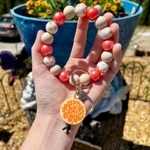 He Restores My Soul Keychain Wristlet Hands Free Silicone Beaded Wristlet Bracelet Keychain Car Accessories Gift for her image 1