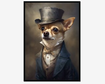 Dapper Chihuahua Poster - Dog in a Suit Poster, Chihuahua Poster, Chihuahua Lover, Dog Lover Decor,Wall Decor,Home Decor,framed print,gift