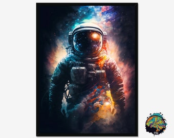 Astronaut Standing in Space Poster, Astronaut Print, Space Print,Space Poster,Outer Space Decor,Wall Decor,Home Decor,framed print,gift